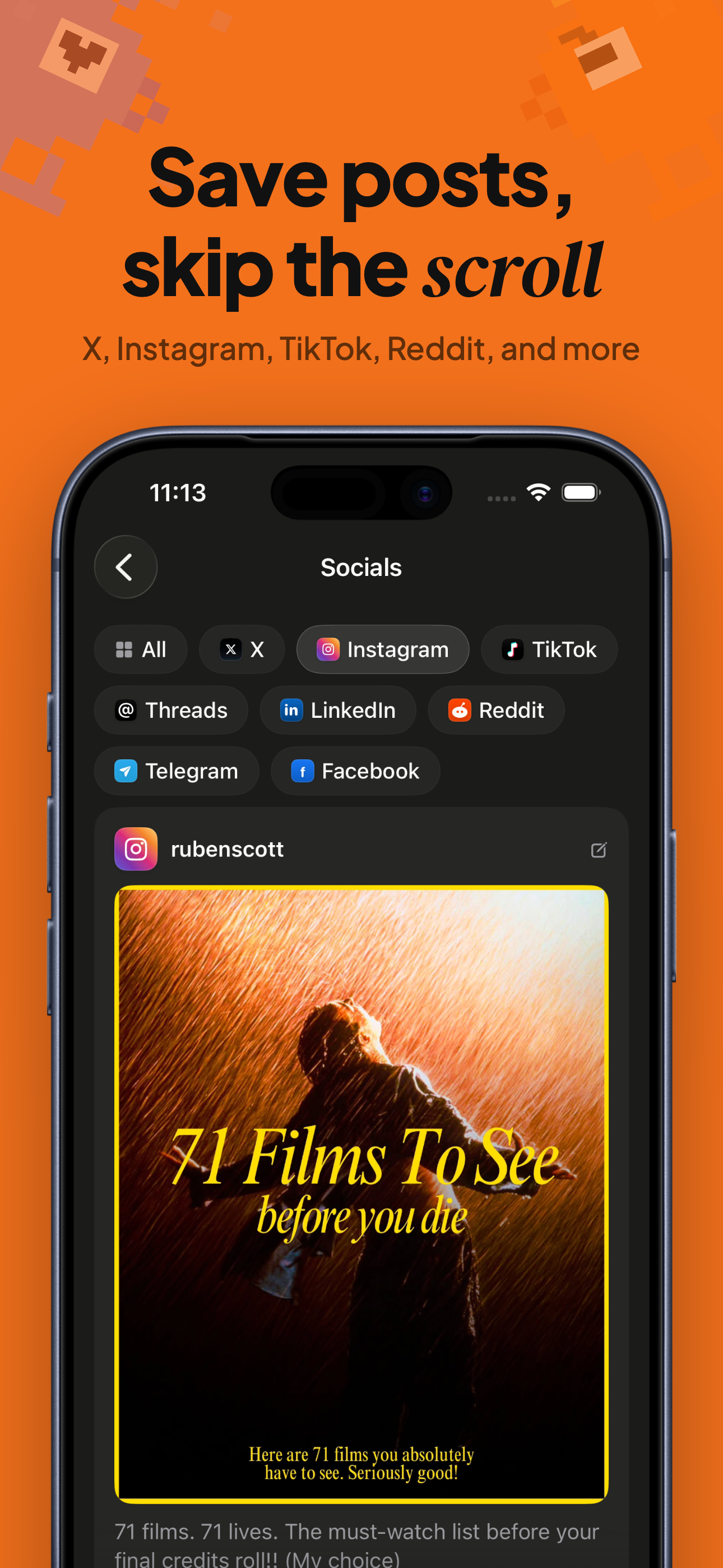 Save posts, skip the scroll