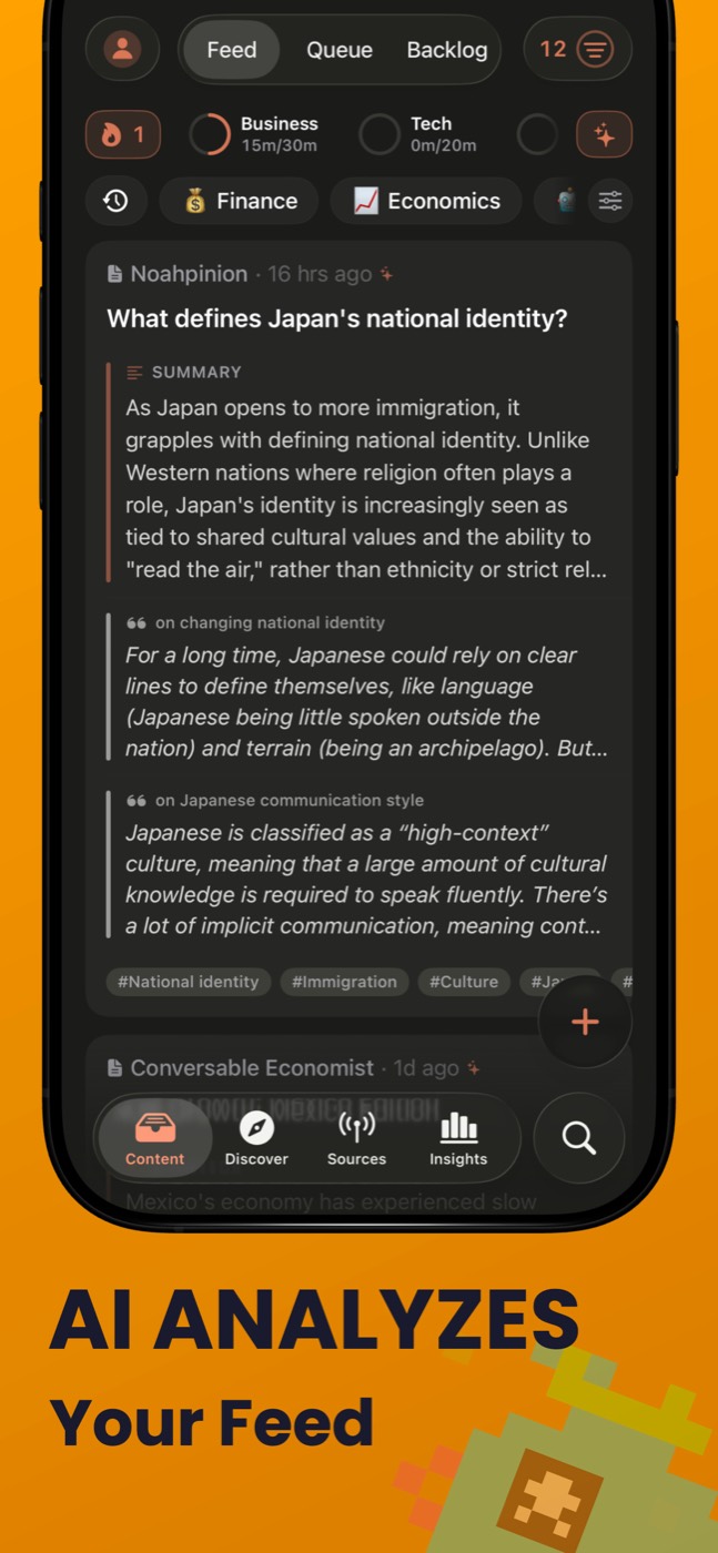 AI-analyzed personalized feed
