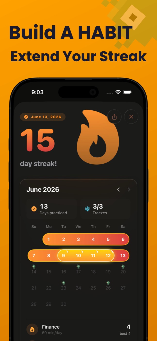 Streak calendar to build a reading habit